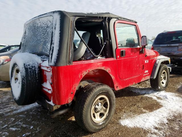 1J4FA39S45P361303 - 2005 JEEP WRANGLER X RED photo 4