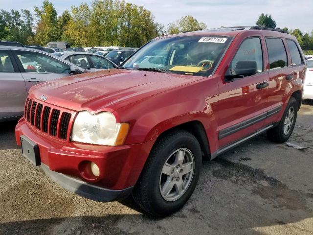 1J4GS48N95C505387 - 2005 JEEP GRAND CHER RED photo 2