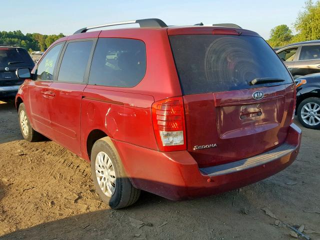 KNDMG4C78C6456441 - 2012 KIA SEDONA LX MAROON photo 3