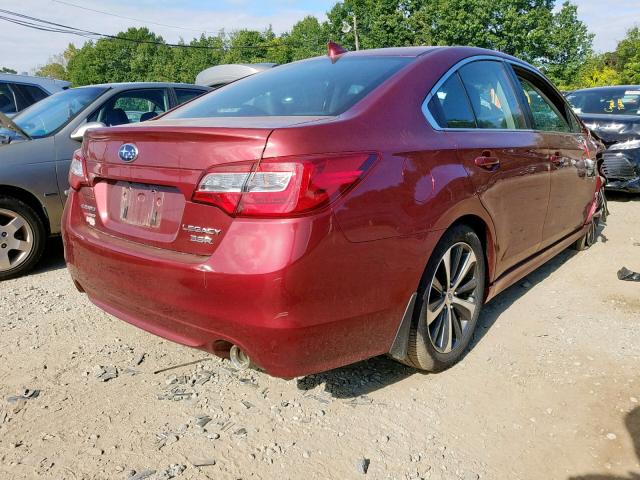 4S3BNEK67H3015078 - 2017 SUBARU LEGACY 3.6 BURGUNDY photo 4