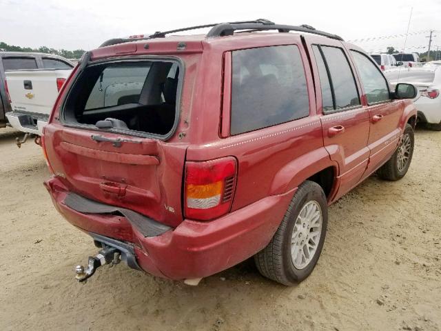 1J4GX58N54C422237 - 2004 JEEP GRAND CHER MAROON photo 4