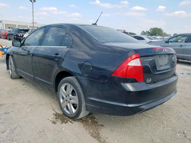 3FAHP0HA3AR340312 - 2010 FORD FUSION SE BLACK photo 3