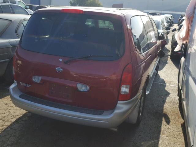 4N2ZN15T81D820318 - 2001 NISSAN QUEST GXE MAROON photo 4