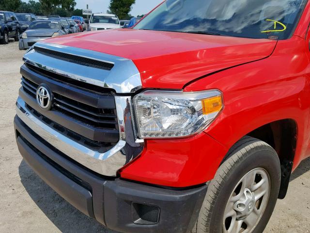 5TFRM5F1XFX090539 - 2015 TOYOTA TUNDRA DOU RED photo 9