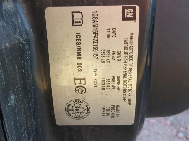 1G8AM15F47Z169157 - 2007 SATURN ION LEVEL 黑色 照片 10