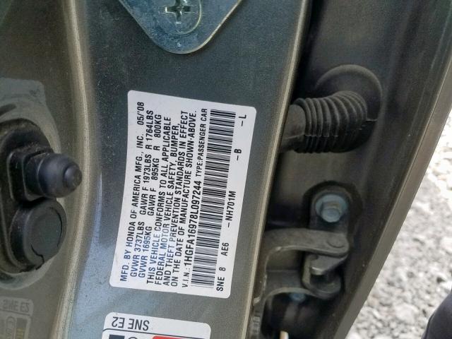 1HGFA16978L097244 - 2008 HONDA CIVIC EXL 棕色 照片 10