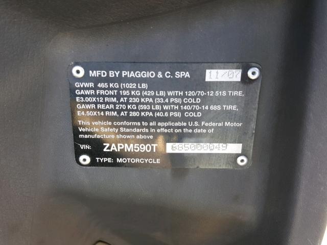 ZAPM590T885000049 - 2008 PIAGGIO MP3 400 BLUE photo 10