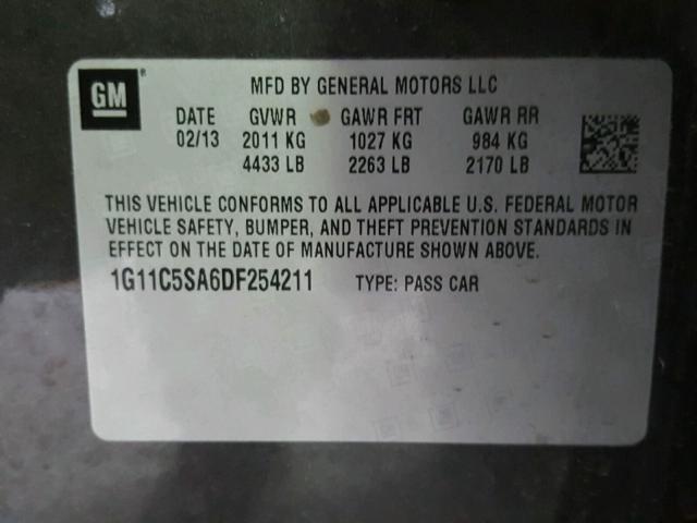 1G11C5SA6DF254211 - 2013 CHEVROLET MALIBU 1LT GRAY photo 10