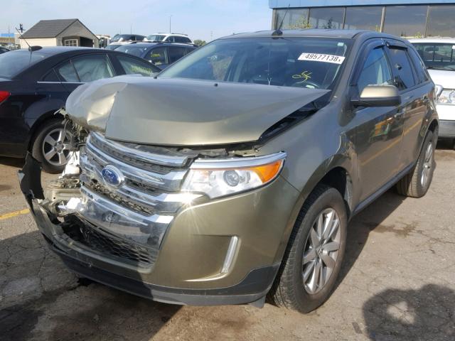 2FMDK3JC6DBE10758 - 2013 FORD EDGE SEL GREEN photo 2