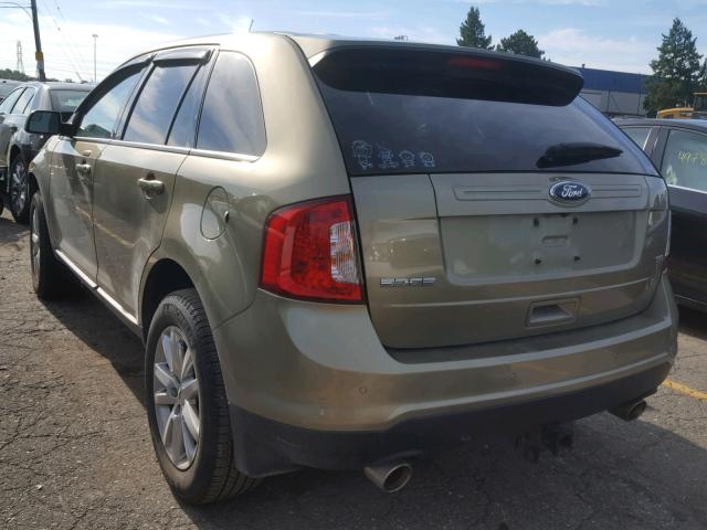 2FMDK3JC6DBE10758 - 2013 FORD EDGE SEL GREEN photo 3