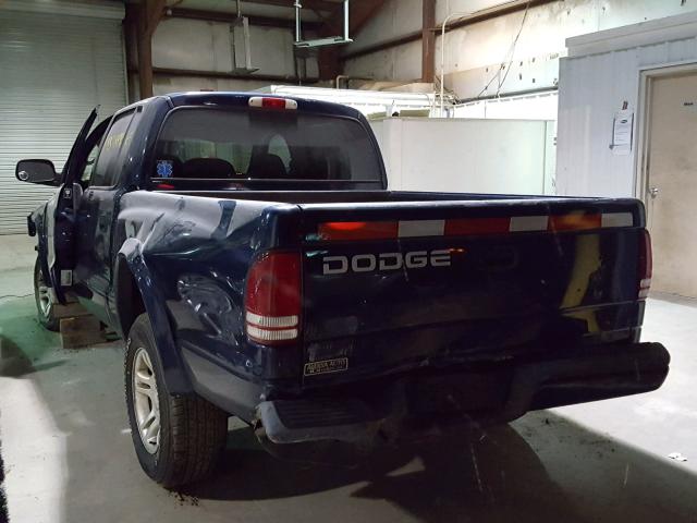 1B7HL38X82S667094 - 2002 DODGE DAKOTA QUA BLUE photo 3