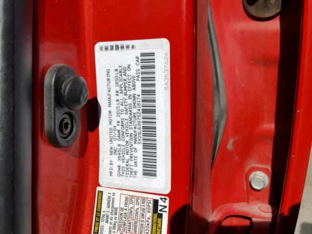 5Y2SL63875Z418174 - 2005 PONTIAC VIBE RED photo 10