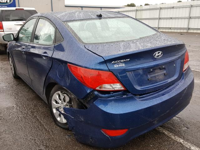 KMHCT4AEXGU943243 - 2016 HYUNDAI ACCENT SE BLUE photo 3