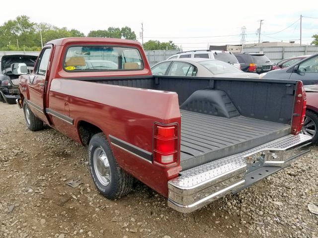 1B7HE16X8PS233394 - 1993 DODGE D-SERIES D RED photo 3