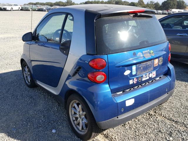 WMEEJ31X08K151129 - 2008 SMART CAR BLUE photo 3