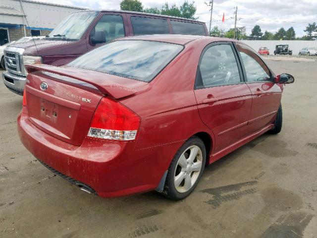 KNAFE122185014761 - 2008 KIA SPECTRA EX RED photo 4