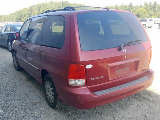 KNDUP131726275758 - 2002 KIA SEDONA EX RED photo 3