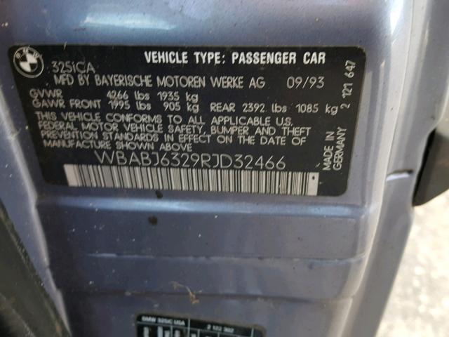 WBABJ6329RJD32466 - 1994 BMW 325 IC AUT BLUE photo 10