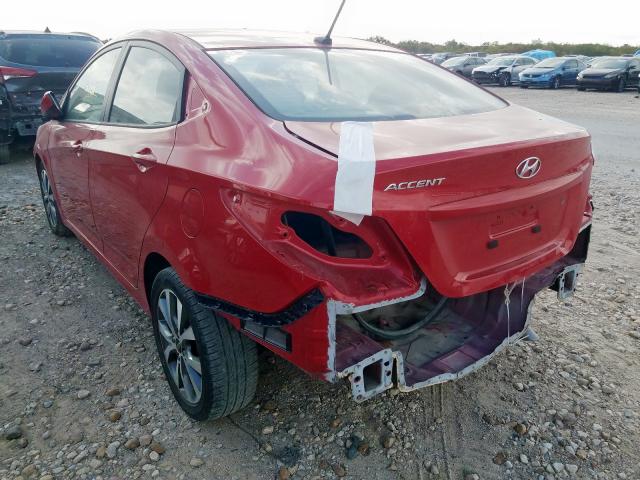 KMHCU4AE5GU046621 - 2016 HYUNDAI ACCENT SE RED photo 3