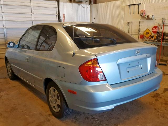 KMHCG35C85U362943 - 2005 HYUNDAI ACCENT GS BLUE photo 3