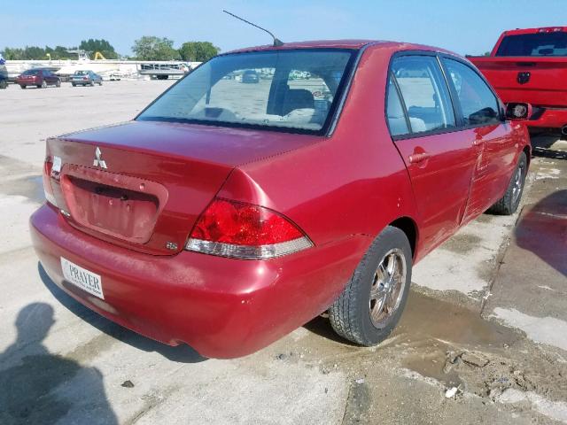 JA3AJ26E25U017543 - 2005 MITSUBISHI LANCER ES RED photo 4