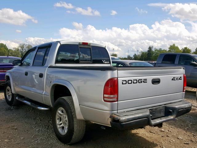 1B7HG38X72S645799 - 2002 DODGE DAKOTA QUA GRAY photo 3