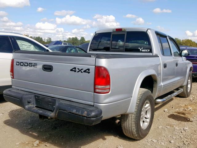 1B7HG38X72S645799 - 2002 DODGE DAKOTA QUA GRAY photo 4