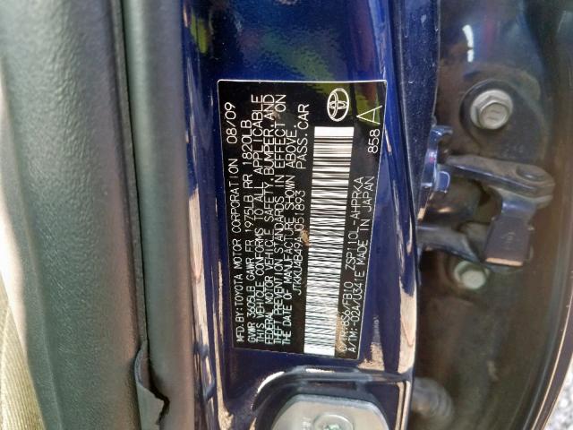 JTKKU4B49AJ051893 - 2010 TOYOTA SCION XD BLUE photo 10