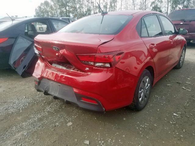 3KPA24AB5KE216295 - 2019 KIA RIO S RED photo 4