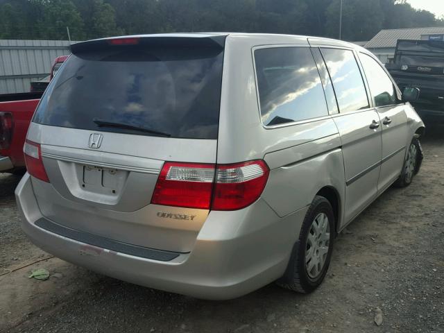 5FNRL38205B108990 - 2005 HONDA ODYSSEY LX GRAY photo 4