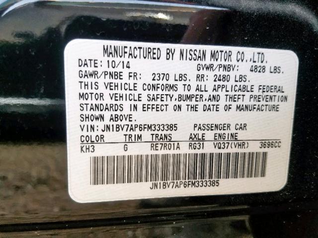 JN1BV7AP6FM333385 - 2015 INFINITI Q50 BASE BLACK photo 10