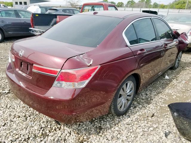 1HGCP2F87CA138345 - 2012 HONDA ACCORD EXL MAROON photo 4