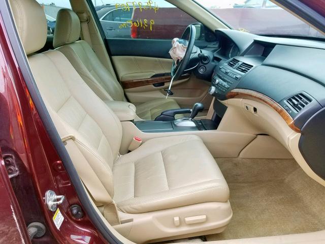 1HGCP2F87CA138345 - 2012 HONDA ACCORD EXL MAROON photo 5