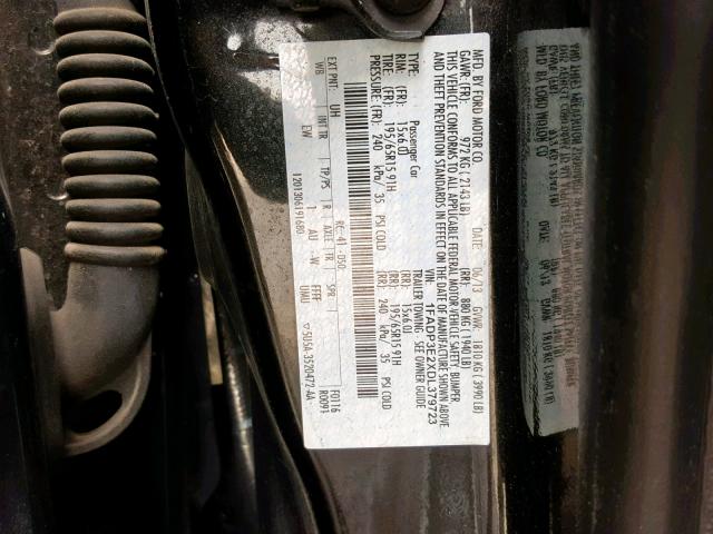 1FADP3E2XDL379723 - 2013 FORD FOCUS S BLACK photo 10