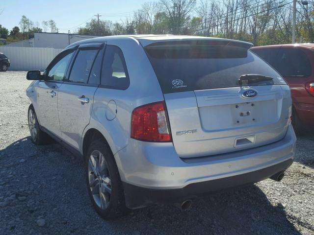 2FMDK3JC8BBB65197 - 2011 FORD EDGE SEL SILVER photo 3