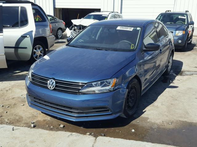 3VW2K7AJ7FM357360 - 2015 VOLKSWAGEN JETTA BASE Կապույտ լուսանկար 2