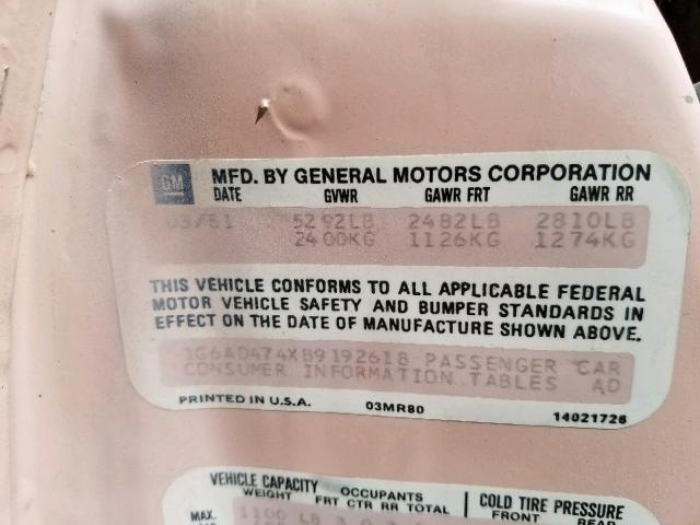1G6AD474XB9192618 - 1981 CADILLAC DEVILLE PINK photo 10