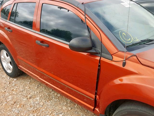 1B3HB48B87D164336 - 2007 DODGE CALIBER SX ORANGE photo 9