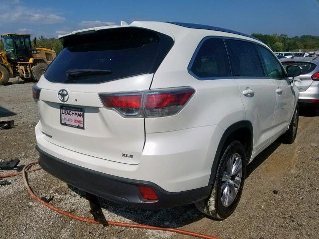 5TDKKRFH0ES033444 - 2014 TOYOTA HIGHLANDER WHITE photo 4