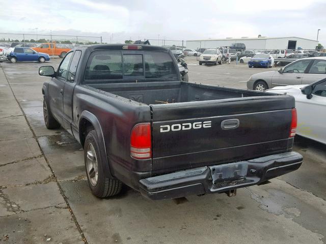 1B7GL22Z11S214112 - 2001 DODGE DAKOTA BLACK photo 3