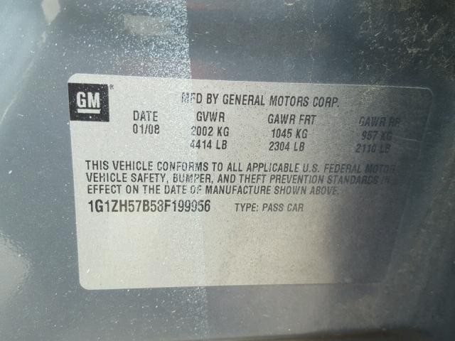 1G1ZH57B58F199956 - 2008 CHEVROLET MALIBU 1LT ნაცრისფერი ფოტო 10