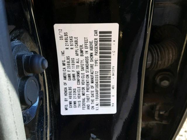 19UUA8F58DA000572 - 2013 ACURA TL TECH BLACK photo 10