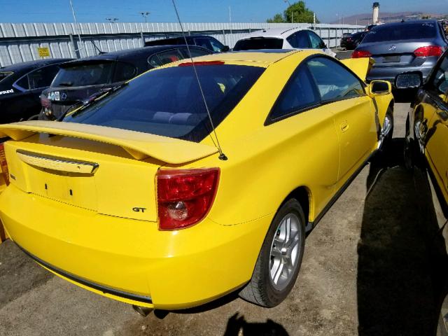 JTDDR32T240174335 - 2004 TOYOTA CELICA GT YELLOW photo 4