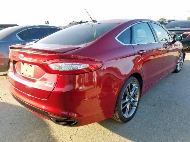 3FA6P0K99ER396637 - 2014 FORD FUSION TIT RED photo 4