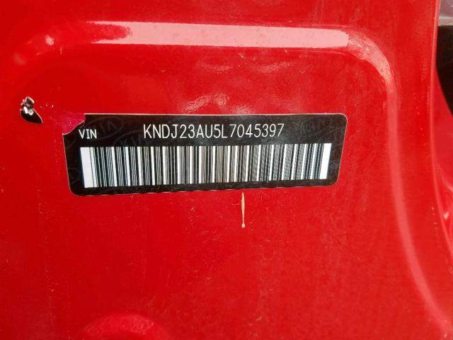 KNDJ23AU5L7045397 - 2020 KIA SOUL LX RED photo 10