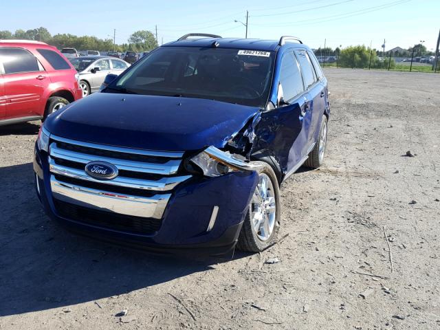 2FMDK3JC2EBB74076 - 2014 FORD EDGE SEL BLUE photo 2