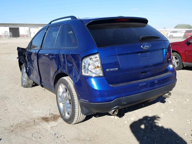 2FMDK3JC2EBB74076 - 2014 FORD EDGE SEL BLUE photo 3