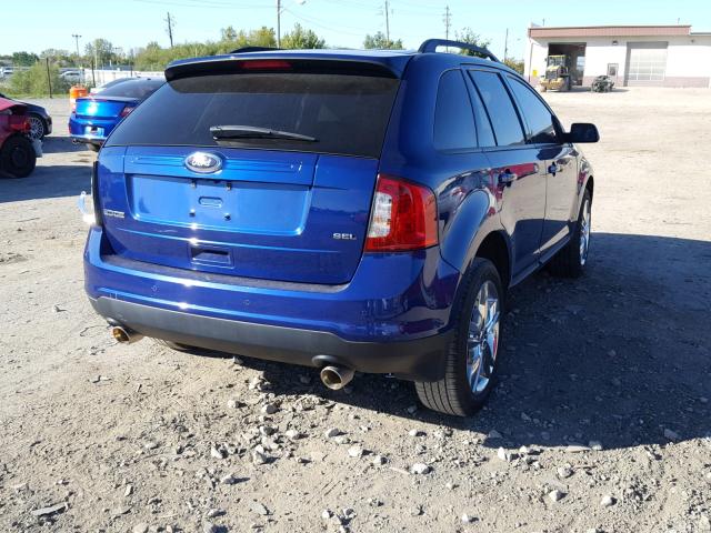 2FMDK3JC2EBB74076 - 2014 FORD EDGE SEL BLUE photo 4