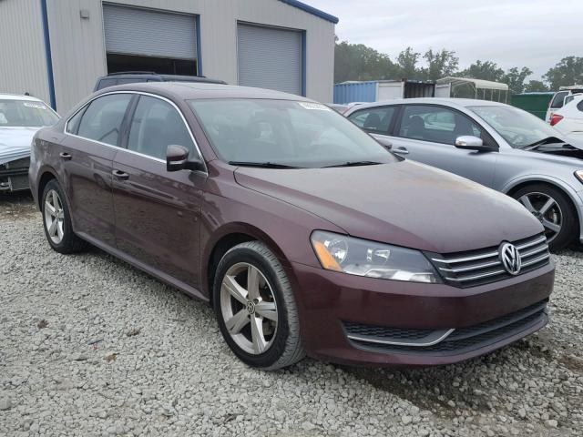 1VWBP7A38CC076877 - 2012 VOLKSWAGEN PASSAT SE MAROON photo 1