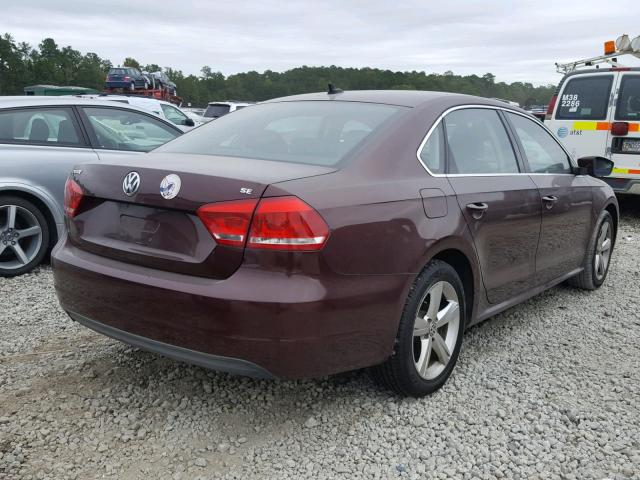 1VWBP7A38CC076877 - 2012 VOLKSWAGEN PASSAT SE MAROON photo 4